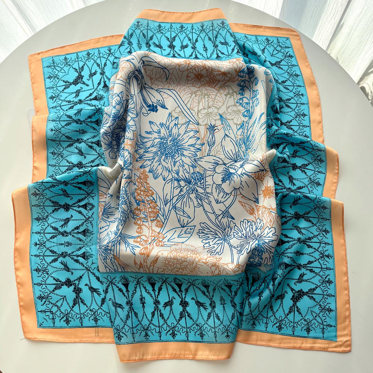 

Women Design Square Scarf Silk Imitation Print Neckerchief Bandana Foulard Lady Shawl Scarves Wrap Head Hair Band Ties