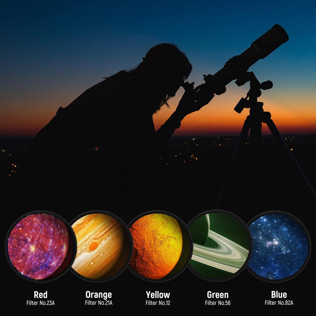 NEEWER Inch Telescope Eyepiece Filter Set 5 Planet Color Filters 2 Variable Polarization Filters UHC Filter Moon Starlight Filter Moon Filter Suitable