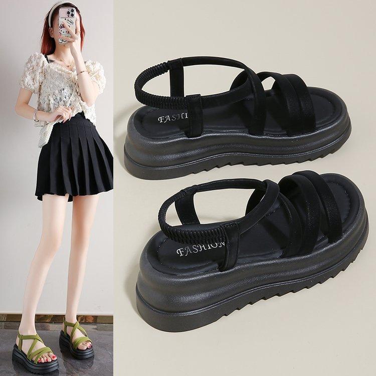 With Skirt Platform Sandals Women's Summer 2025 New Wear Versatile Soft Sole Not Tired Feet with Skirt Roman Shoes