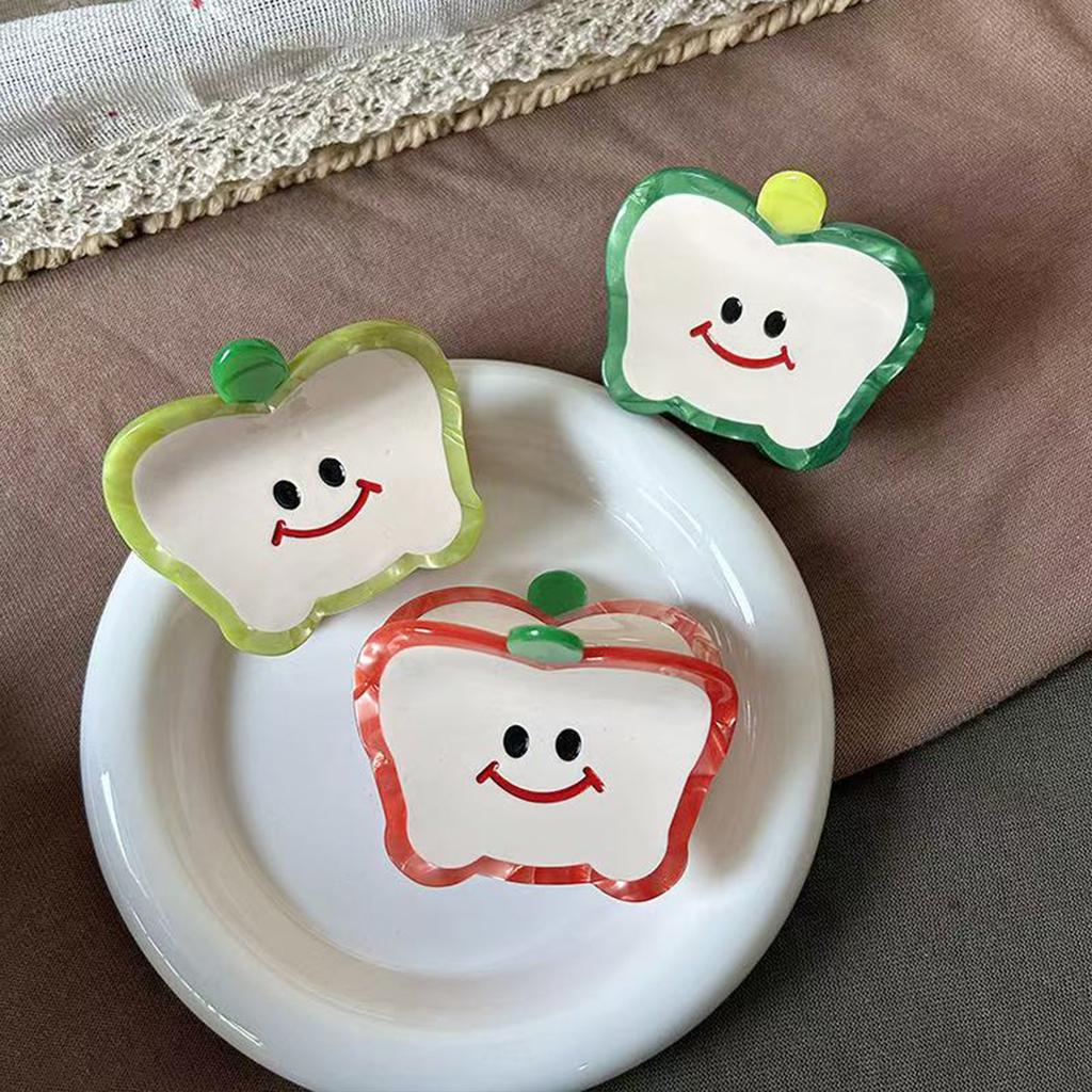 1pc apple smiley face grab clip female acetate hairpin cute pan hair shark clip