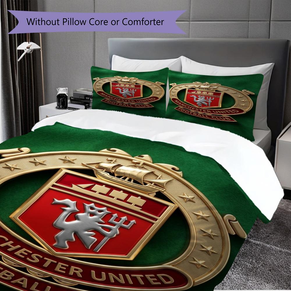 Biancheria da letto Manchester Glory (1 * copripiumino + 2 * federa, senza nucleo) Regalo di Natale e compleanno 2D Piatto Morbido e confortevole