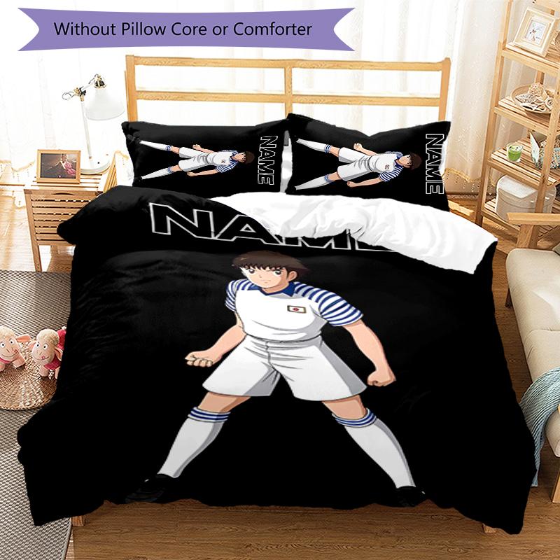 3pcs Custom Name Captain Tsubasa Dream Team Bedding Set Duvet Cover Closure Includes 1 Duvet Cover & 2 Pillowcases for All Seasons Bedroom Decor