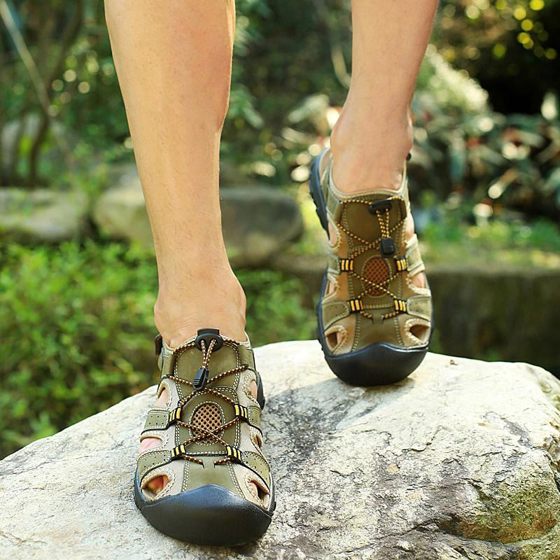 FashionMen Breathable Sandals Summer New All-match Men Sandals Outdoor Men's Casual Shoes Fashion Flats Sandals for Men Big Size 38-48