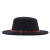 Autumn and winter new British men's top hat, flat-top woolen hat, European and American jazz hat, big-brimmed women's hat