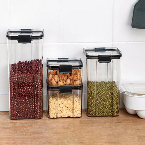 Szczelne pojemniki do przechowywania żywności z pokrywką Plastikowe Pojemniki do organizacji spiżarni Kuchenne na płatki, suche produkty, mąkę, cukier