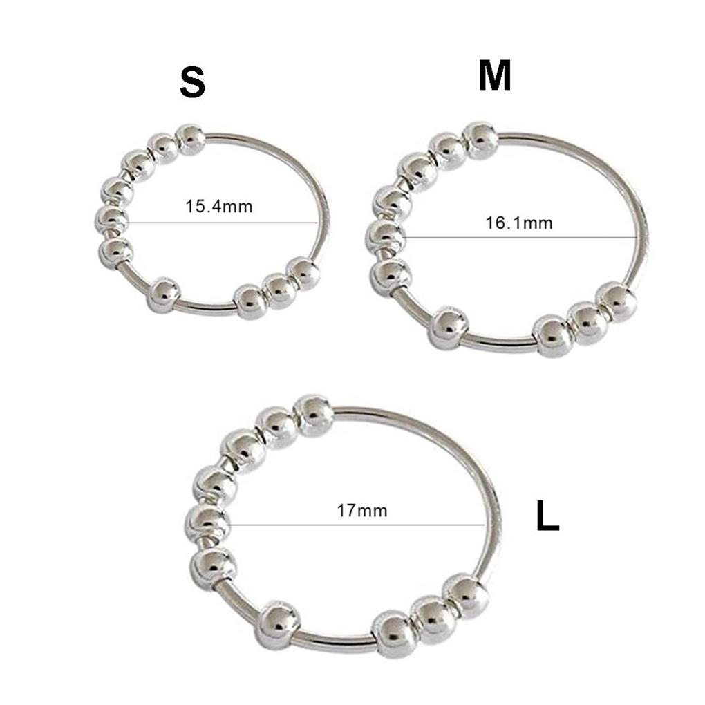 Bead Ring Fidget Rings Simple Steel Jewelry Style Beads Stainless Rotation Gift Copper Anti-stress Free