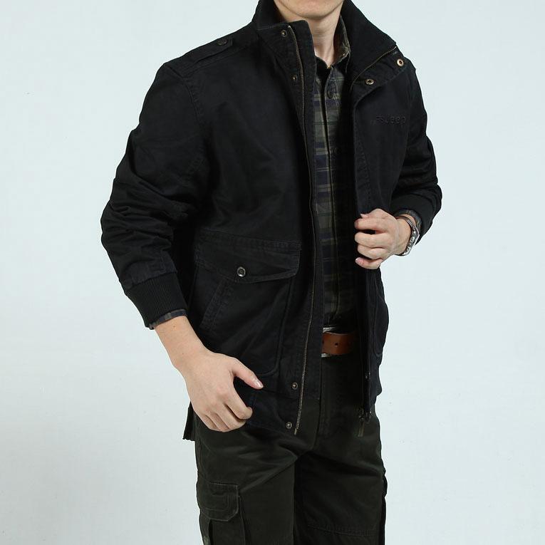 Jacket Men's Spring and Autumn Clothing Men's Casual Large Size Stand-Up Collar Military Jacket Pure Cotton Thin Jacket