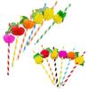 Honeycomb Fruit Paper Straws, Tropical Pineapple Orange Decor Straws for Summer Party, Disposable Drink Straws for Juice