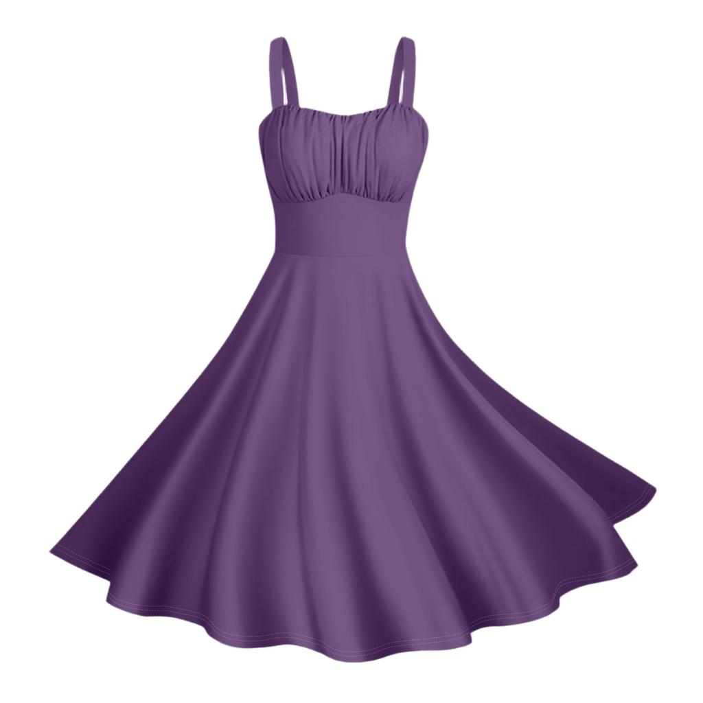 Women's Vintage Sleeveless Pleated Patchwork Cute A-Line Hem Dresses