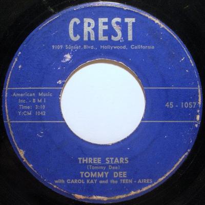 7inch Record TOMMY DEE, CAROL KAY & THE TEEN-AIR - Three Stars / I'll Never Change 451057 Crest 1959 US Pop Used