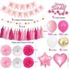 Pink Red Party Decorations kits for Girls Women with Happy Birthday Banner,