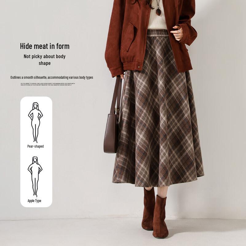 Женская ретро-юбка в клетку А-силуэта Handu Yishe S