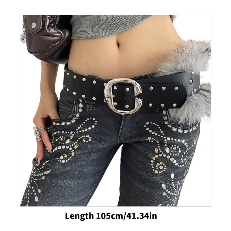 Edgy Faux And With Hardware Multi Hole Adjustable Waistband For Men Women Casual Outfits