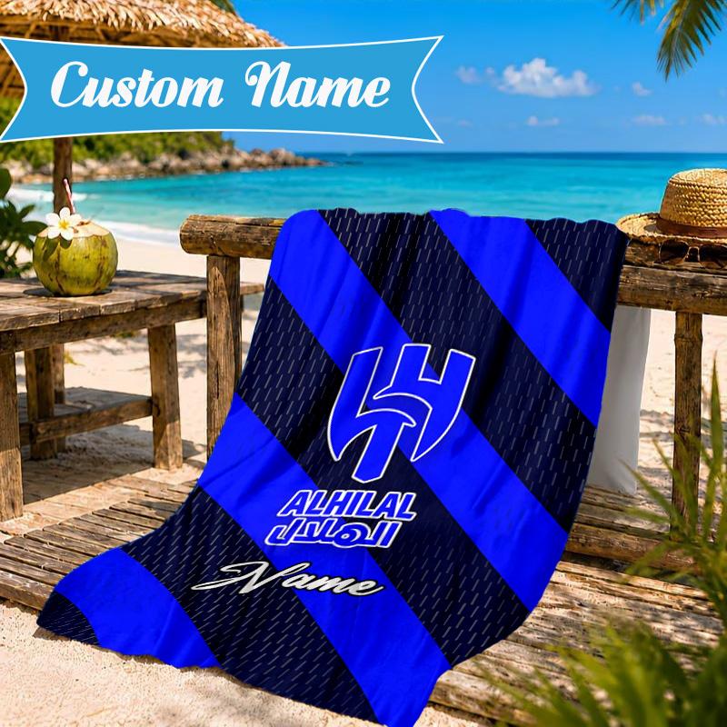 Custom Name Al FC Crest Beach Towel Microfiber Beach Towel, Lightweight and Quick-Dry, for Summer Travel, Swimming Pool Gift