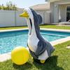 Summer Holiday Garden Accents Shark Porch Goose Outfit, Cute Gray Costume with 3D Fin Durable Statue Suit Design for 23" Gooses Decoration, Patio Yard