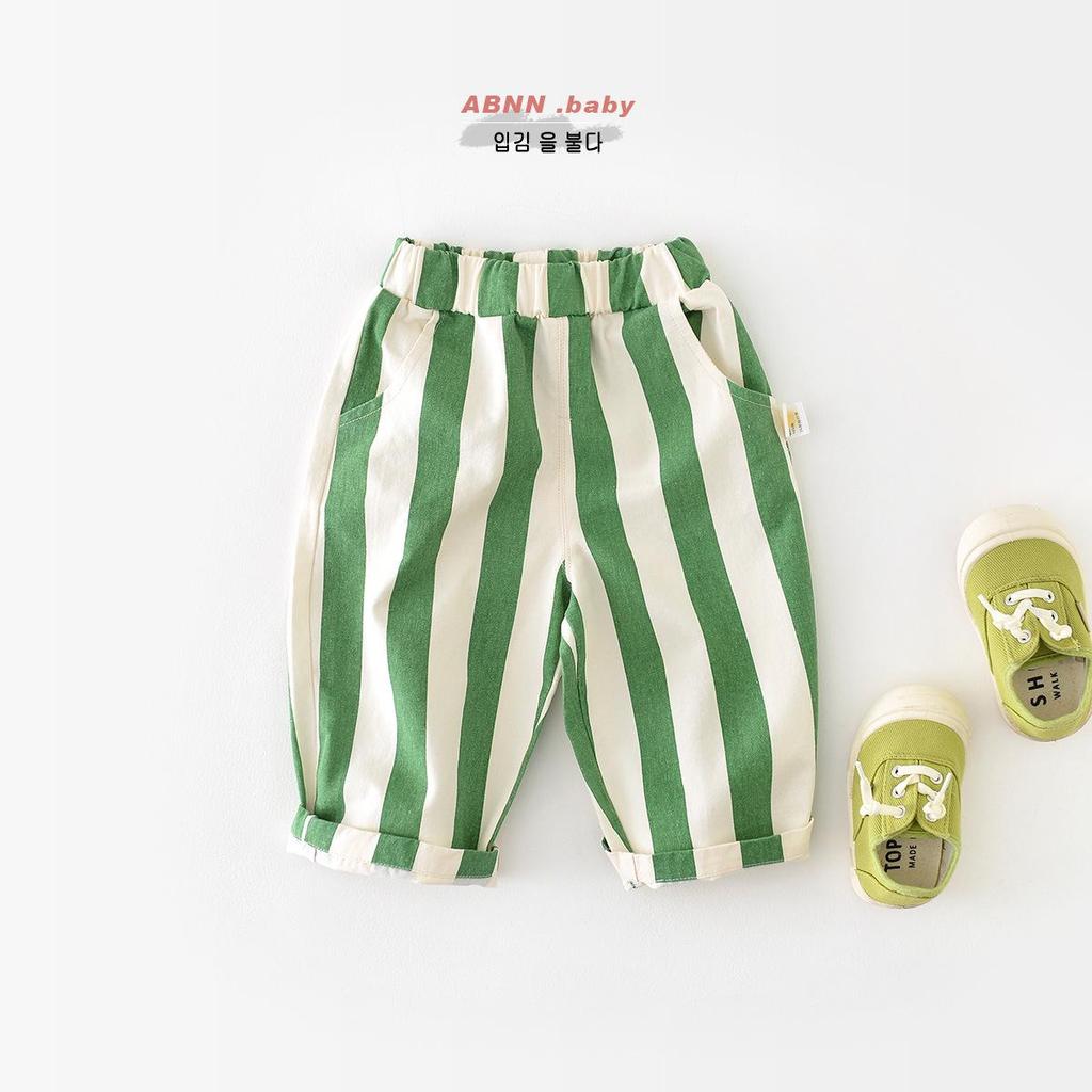 Korean Style High Waist Color Striped Spring Pants for Infants and Toddlers