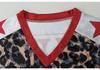Camiseta Retro de Manga Corta con Cuello en V y Estampado de Leopardo para Mujer