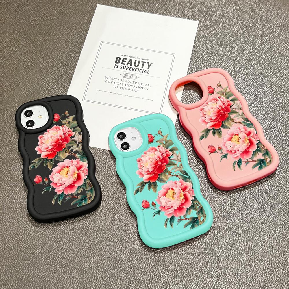 Big Wave Edge Soft Silicone Material Macaron Phone Case Shockproof Protective Rubber Casing for OPPO Reno Realme Infinix Tecno