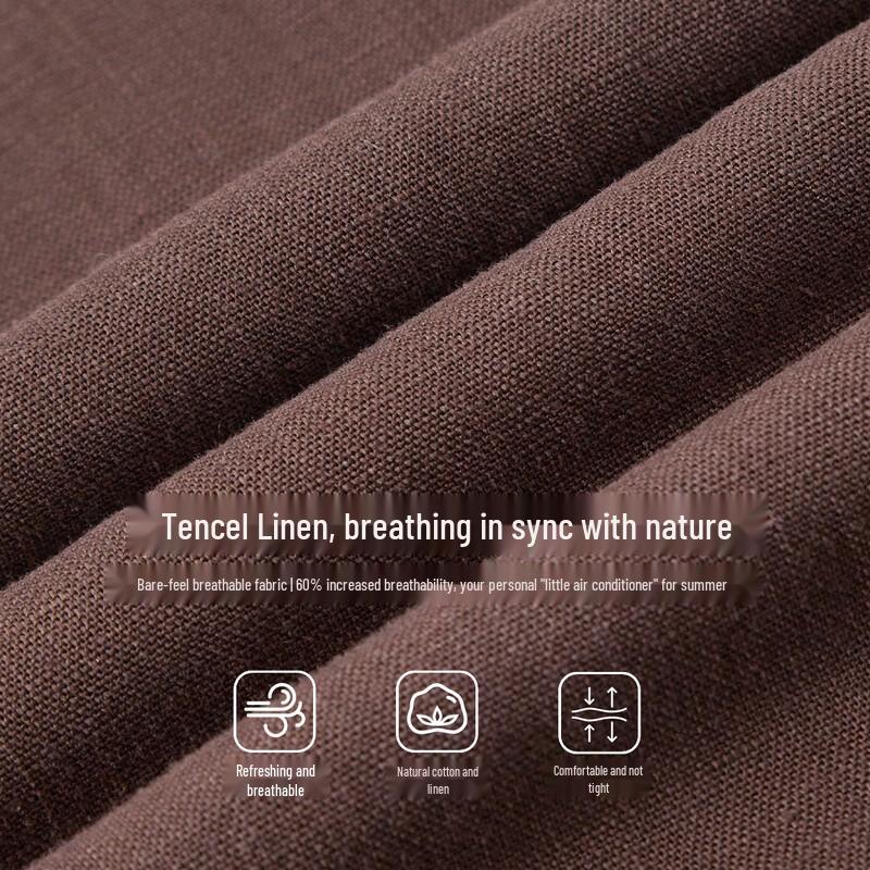 Men's Tencel Linen Short-Sleeve Business Casual Shirt