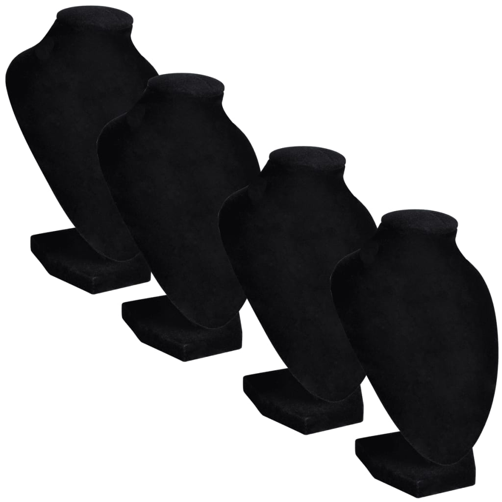 Schmuckbüste Filz Schwarz 9 x 8,5 x 15 cm 4 Stück black