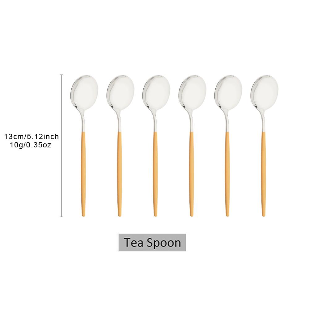 6Pcs Tea Coffee Stir Mini Spoons Small Mirror Stainless Steel Spoon Kitchen Accessories Colorful Silver Teaspoon Set Wholesale