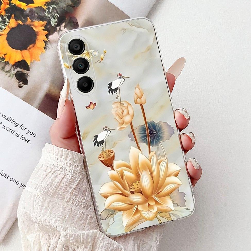 For Samsung A15 Case SM-A155F Clear Luxury Cute Fashion Flowers Funny Painted Back Cover For Samsung Galaxy A15 Phone Case Funda