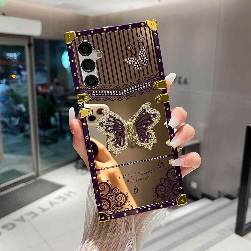 For Samsung Galaxy A36 5G/A56 5G Case Electroplated TPU+PC Phone Cover with Butterfly Kickstand