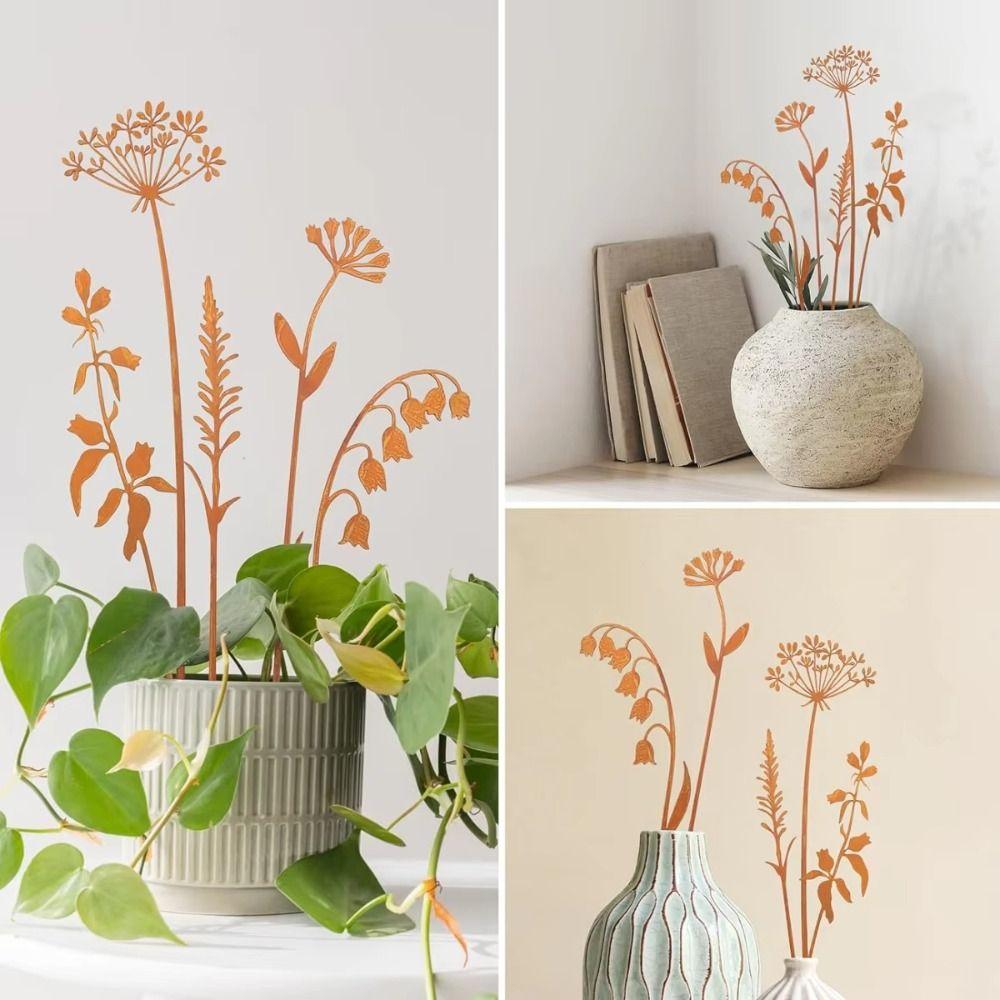 Fashion Rusty Metal Flowers DIY Garden Art Garden Decor Artificial Metal Flowers Wild Flower Bouquets For Spring Farmhouse