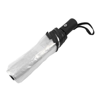 Clear Automatic Foldable Umbrella 8 Ribs 3 Folding Black Edging Transparent Auto Open Close