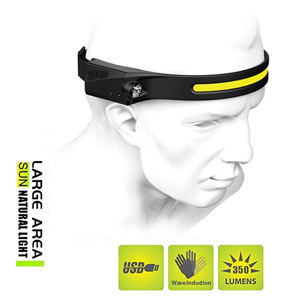 XPE COB LED Sensor Head Lamp Induction Headlamp Built-in Battery Flashlight USB Rechargeable Head Torch 350LM Lighting Headlight
