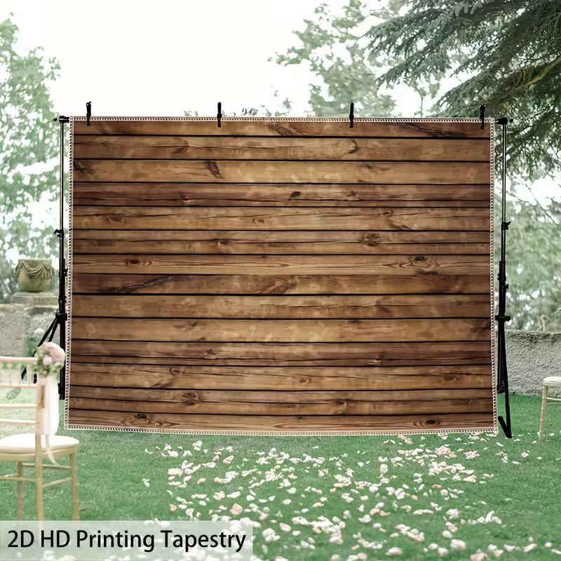 2D Rustic Wooden Texture Tapestry, Farmhouse Style Wood Plank Backdrop