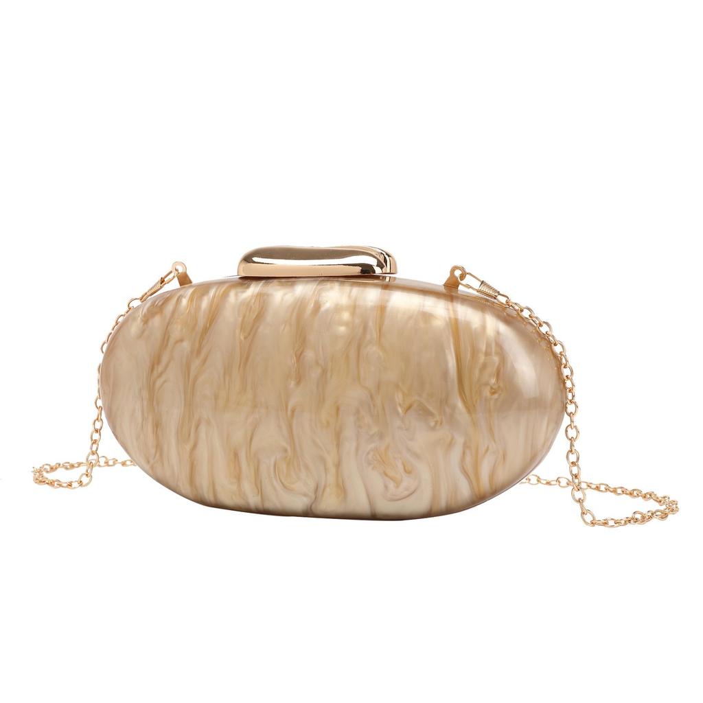 2024 Women's Oval Shell Acrylic Evening Bag with Chain Strap