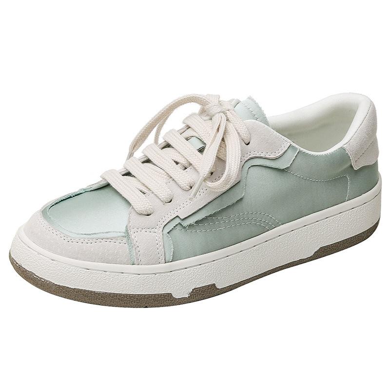 

Атласные туфли весна и лето новые повседневные кеды женские кожаные маленькие белые туфли в студенческом стиле одинарные туфли 40 зелёный