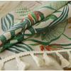 Green Plant Imitation Cotton Linen Semi-blackout Fringe Curtain American Style Country Retro Decorative Curtain Fabric Finished
