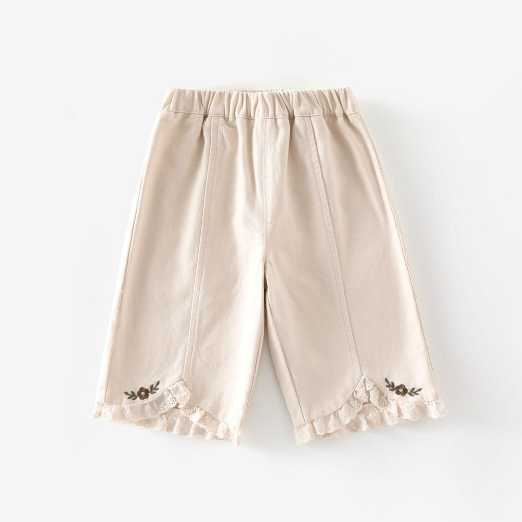 Mädchen Bestickte Spitze Gerade Bein Hose - 2025 Koreanischer Stil Herbst Freizeit Hose