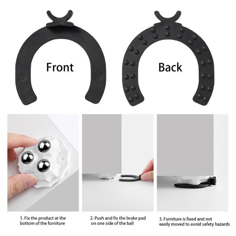 4Pcs Self Adhesive Casters Wheel No Drill Appliance Rollers 360 Degree Rotation Sticky Pulley Appliance Sliders