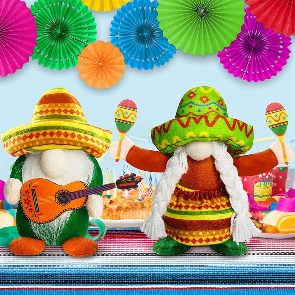 Mexican Taco Tuesday, Gnomes Plush Mexican Decor For Home Party Kitchen Tiered Tray
