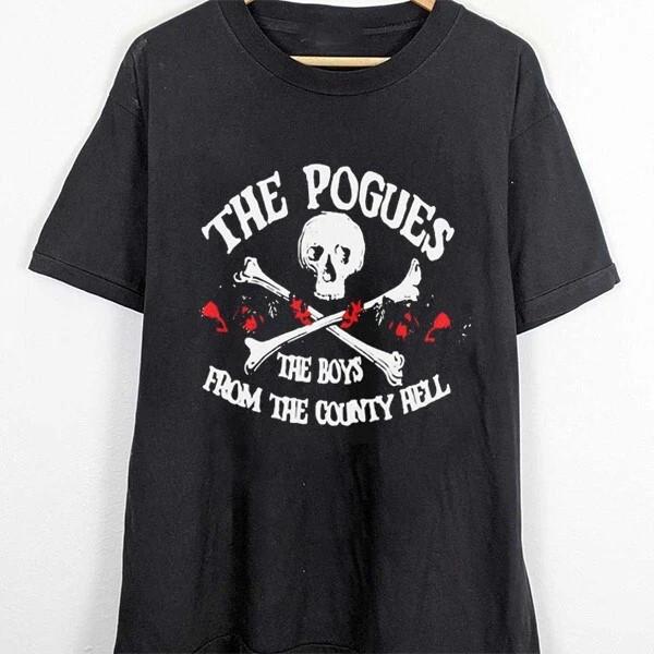 Винтажная футболка с логотипом группы The Pogues, футболка для концерта, размер S-5XL, плотный хлопок, черная, TR576, унисекс S