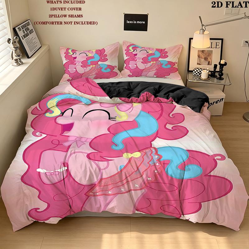 Pinkie Pie Pattern Bedding Home Decoration Birthday Gift ( 1 duvet cover + 2 pillowcase, without core),fan merchandise.