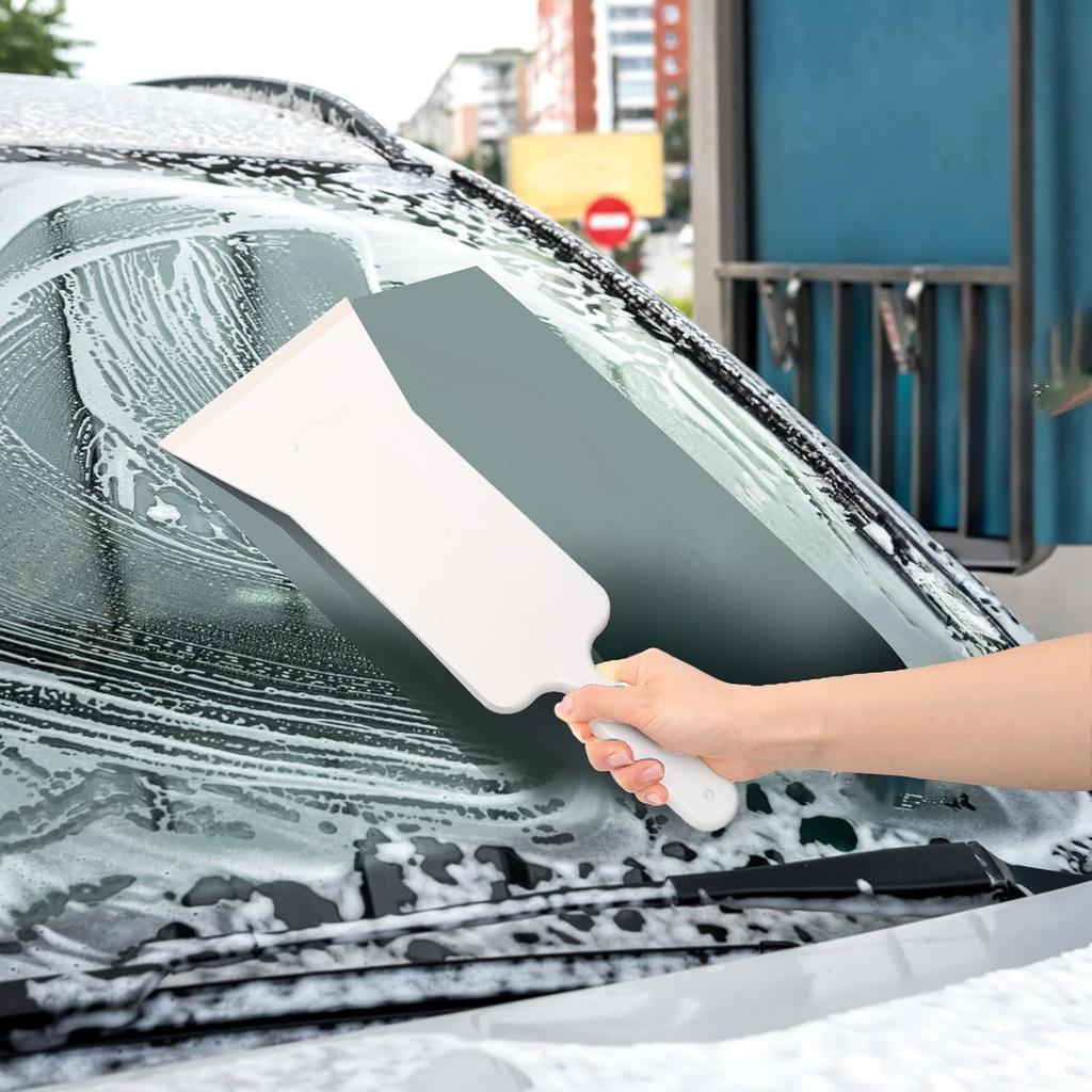 3 Pieces Window Tint Tools, Long Handle Auto Bulldozer Squeegee Scrubber Paddle Squeegee Kit, Flat Glass Scraper Cleaning Tool for Car Front Windows