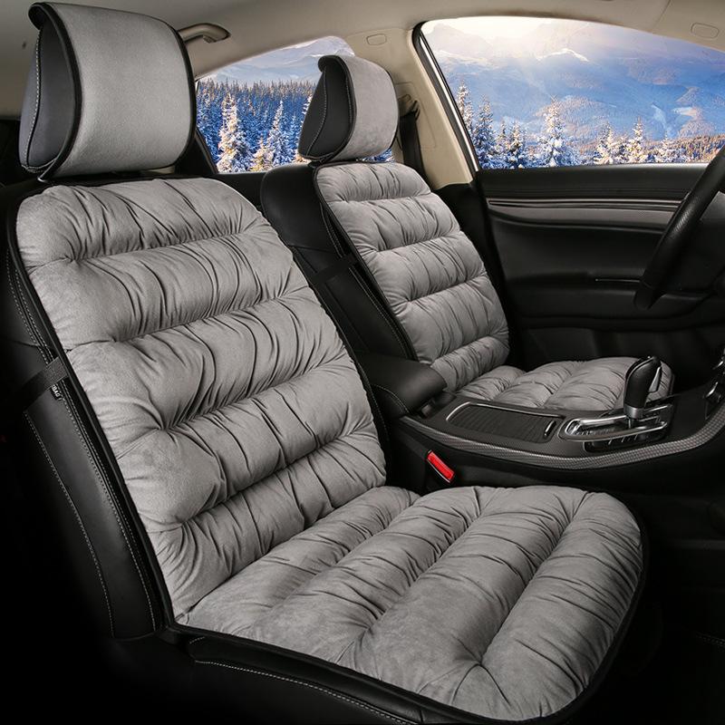 Universal Luxury Car Seat Cover Cushion Thickened Warm Plush Cotton Non-slip Seat Cover Car Winter Interior Simple Solid Color