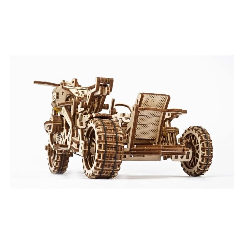 Ugears Scrambler with Sidecar 70137 Wooden Puzzle Craft Model - No Glue or Tools Required