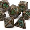 7 Pcs Copper Green Skull Metal Dice Solid Metal Polyhedral Dice Set Suitable for Role-Playing RPG  Board Game Card Game