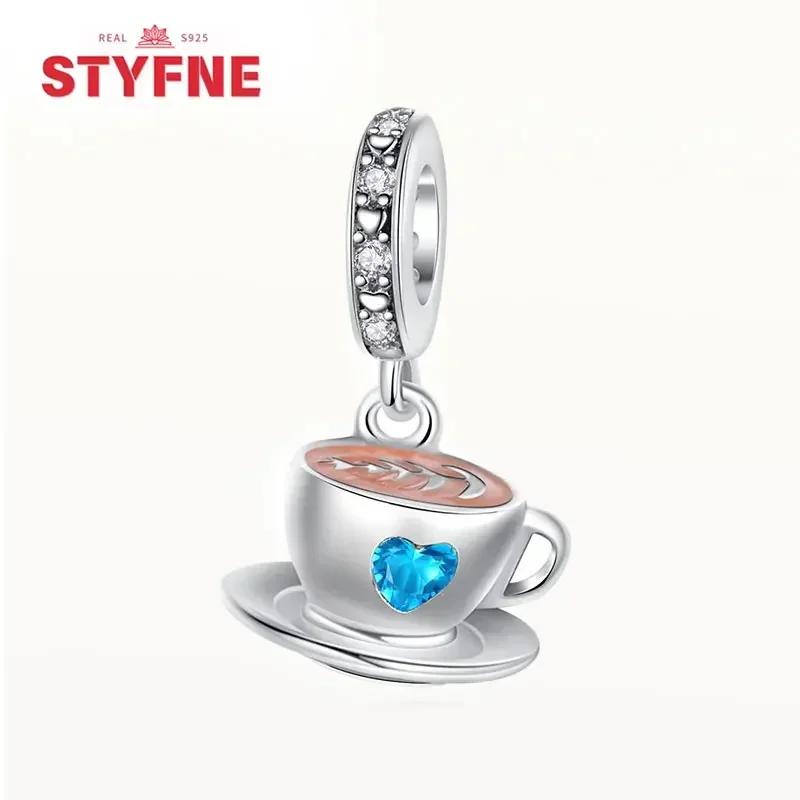 Coppermoe Paw Coffee Cup Beads Pendant Fit Charmscopper Original Bracelet For Women Fine Jewelry Diy Gifts