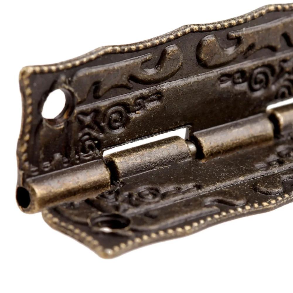Cabinet Door Furniture Hinge 36*23mm Jewelry Wood Boxes Decorative Hinges Furniture Fittings +Screws +Storage Box