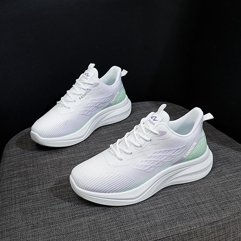 Spring new breathable fly-woven women's shoes is trendy student running sports shoes casual shoes