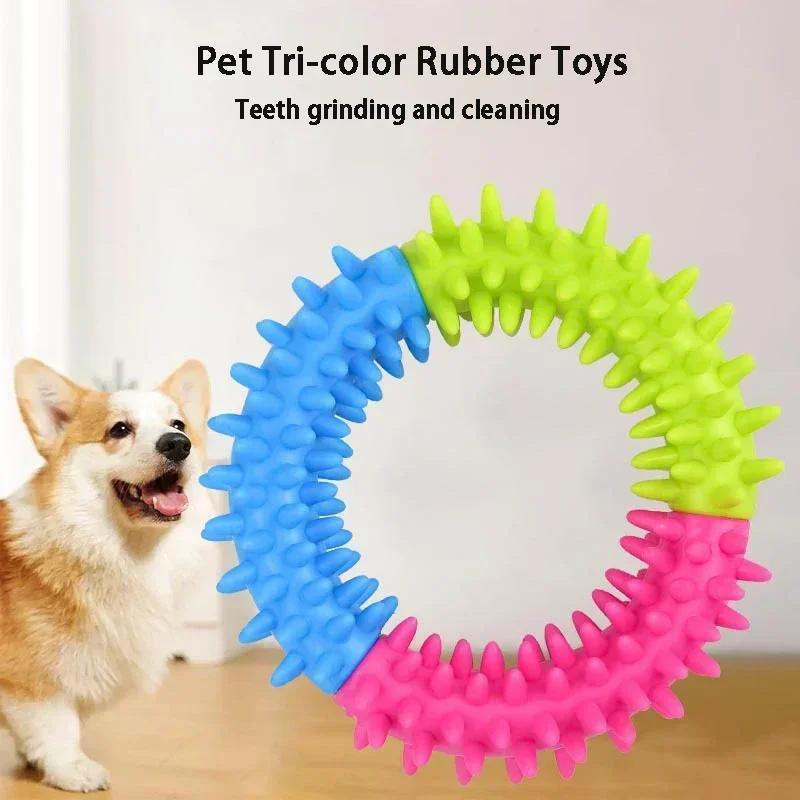 Cute Dog Toys Training Flying Discs Pet Ring Spiky Circle Ring Dog Bite-Chew Molar Cleaning Tooth Pet Supply Toy Dog Accessories