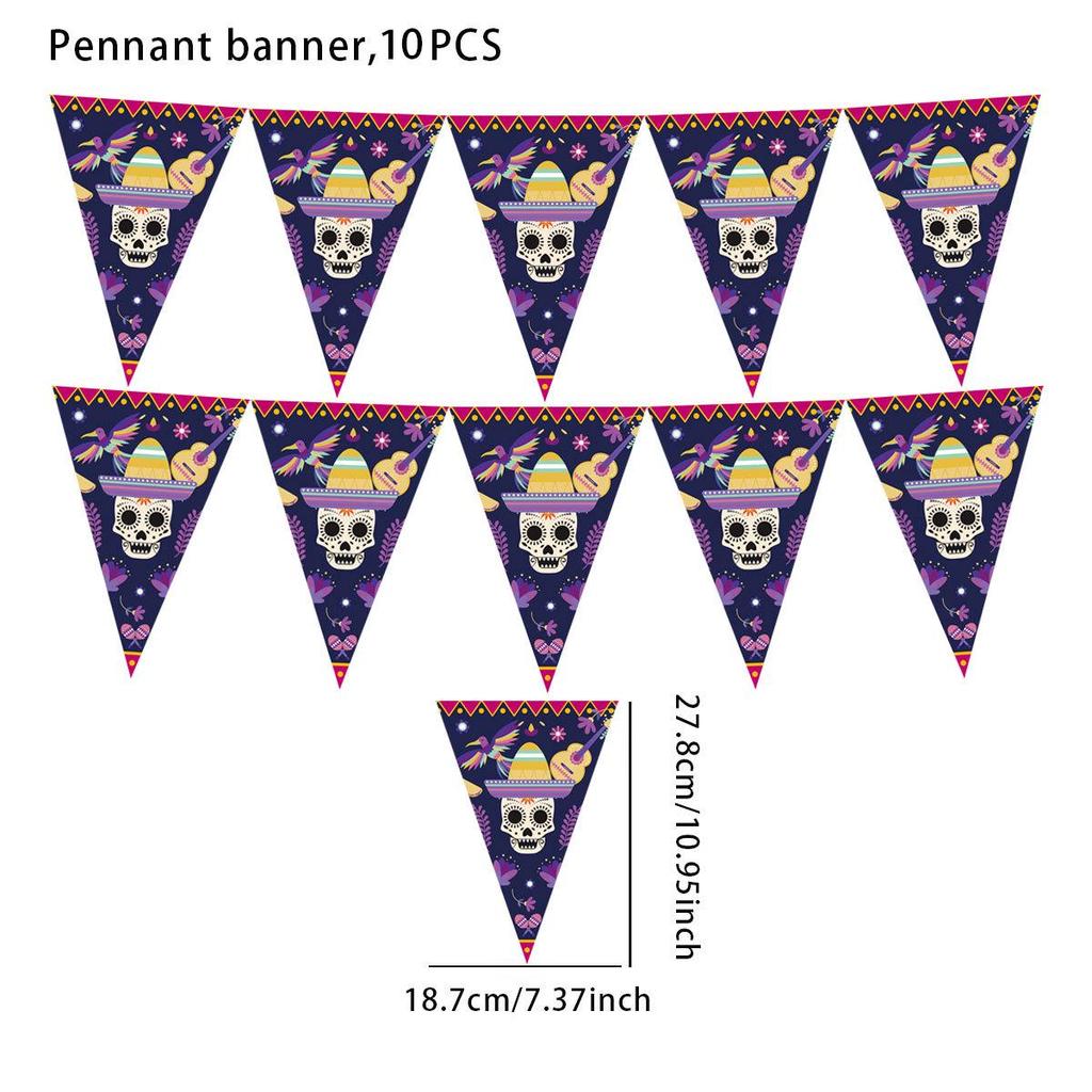 Day of the Dead Party Set: Skull Plates, Napkins, Cups & Flags
