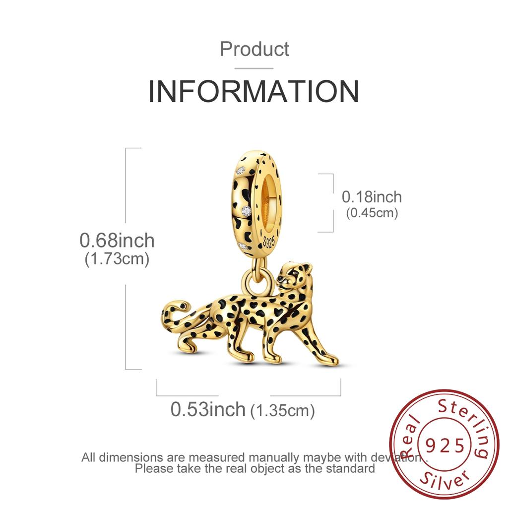 Leopard Charm Bead Component Copper Metal Gold Color Pendant Bead Component Compatible With Authentic Original Bracelet High Quality Fine Jewelry Do