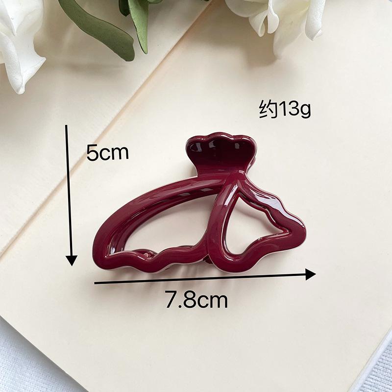 Acrylic Geometric Red Hair Claw for Women, Hair Styling Claw, Shark Clip, Back of Head Hair Accessory, Hairpin